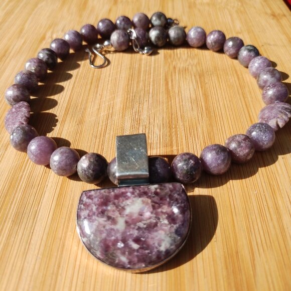 Jay King Mine Finds Purple Lepidolite Pendant Necklace 925 Sterling Silver - Picture 2 of 8